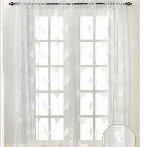 Sheer butterflies lace 56”x63” 6 panels white
